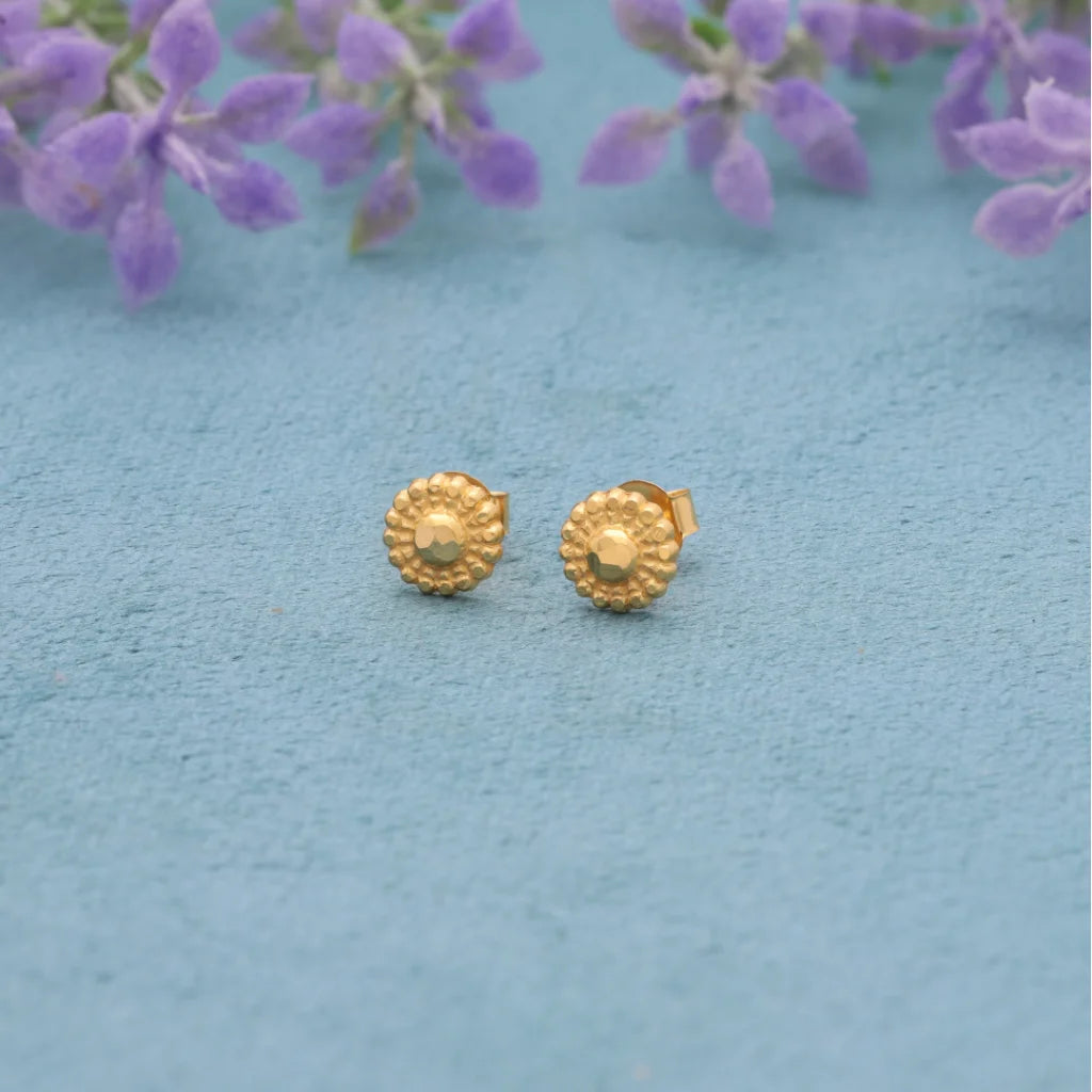 Gold Ethnic Style Floral Earrings 18Kt - Fkjern18K8224