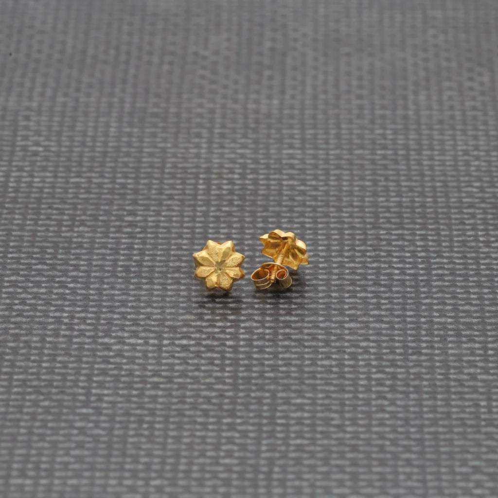 Gold Ethnic Style Flower Earrings 18Kt - Fkjern18K8226