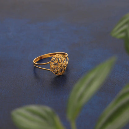 Gold Floral Design Ring 21Kt - Fkjrn21Km8550 Rings