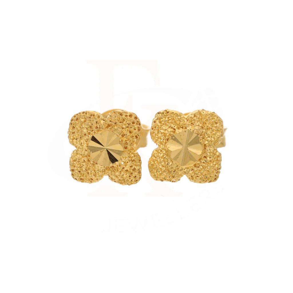 Gold Floral Pattern Shaped Earring 21Kt - Fkjern21Km8470 Earrings