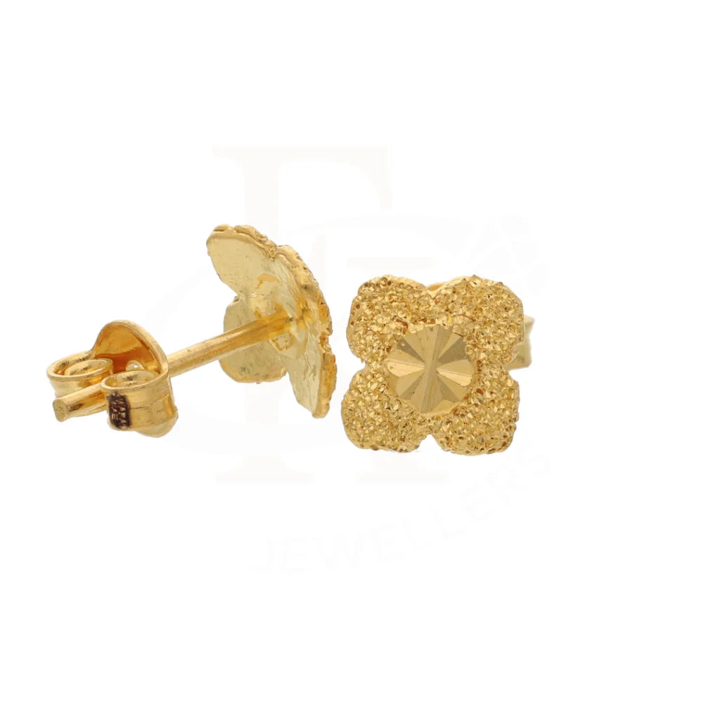 Gold Floral Pattern Shaped Earring 21Kt - Fkjern21Km8470 Earrings