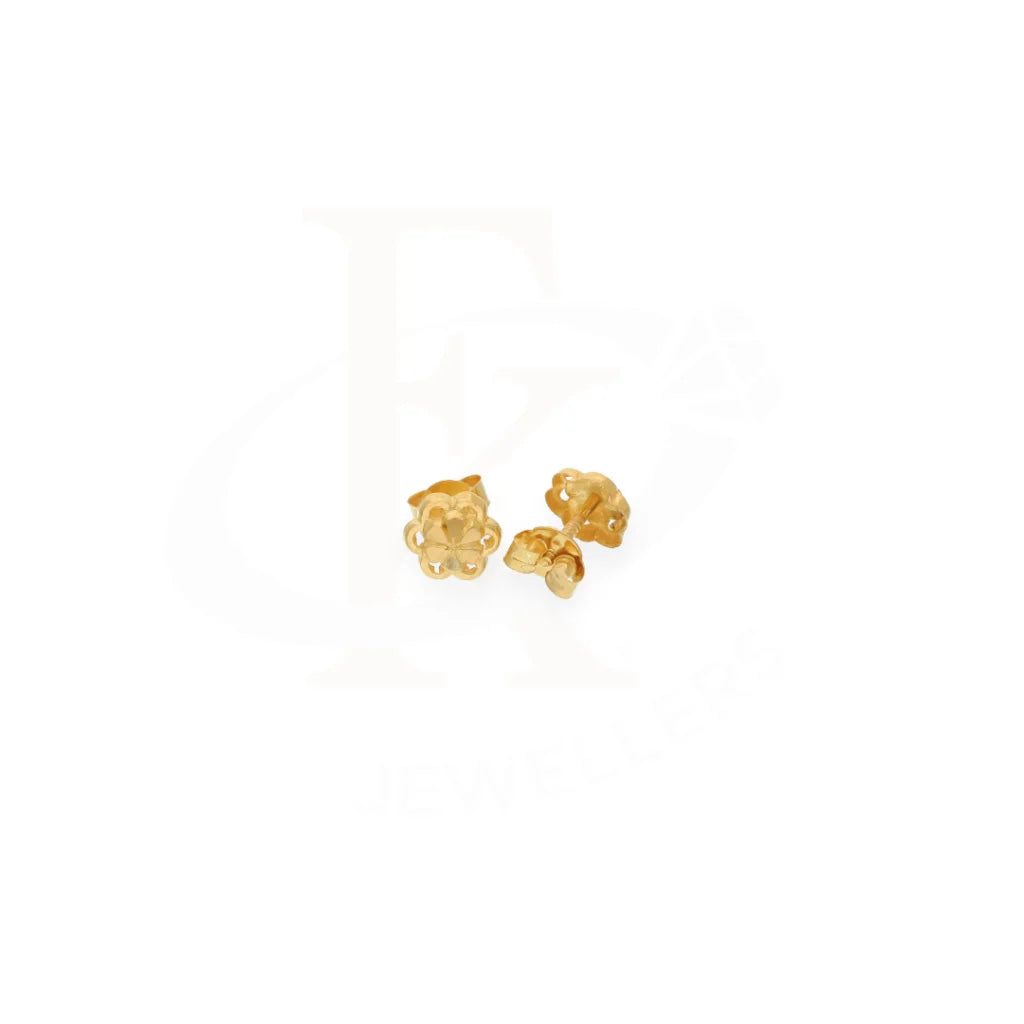 Gold Floral Studs Earrings 18Kt - Fkjern18K8223