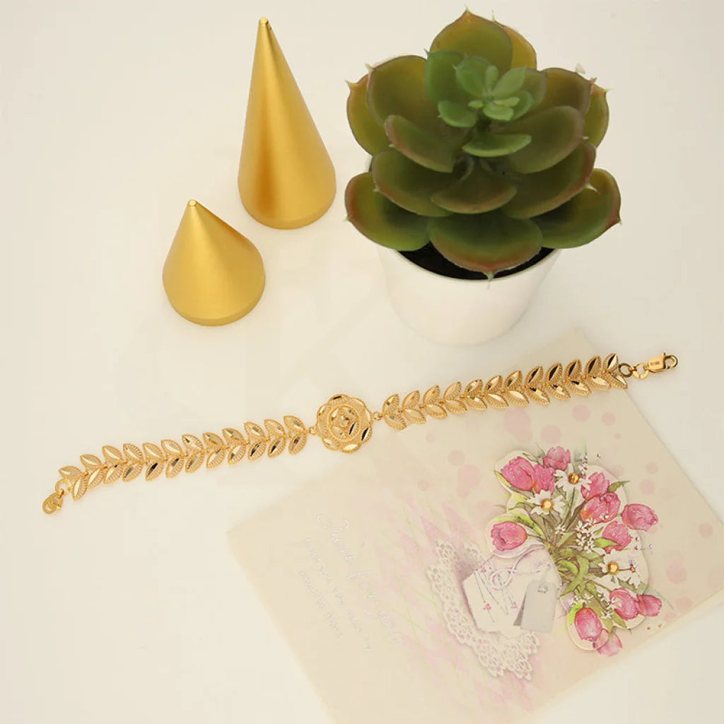 Gold Flower And Leaf Bracelet 21Kt - Fkjbrl21Km5164 Bracelets