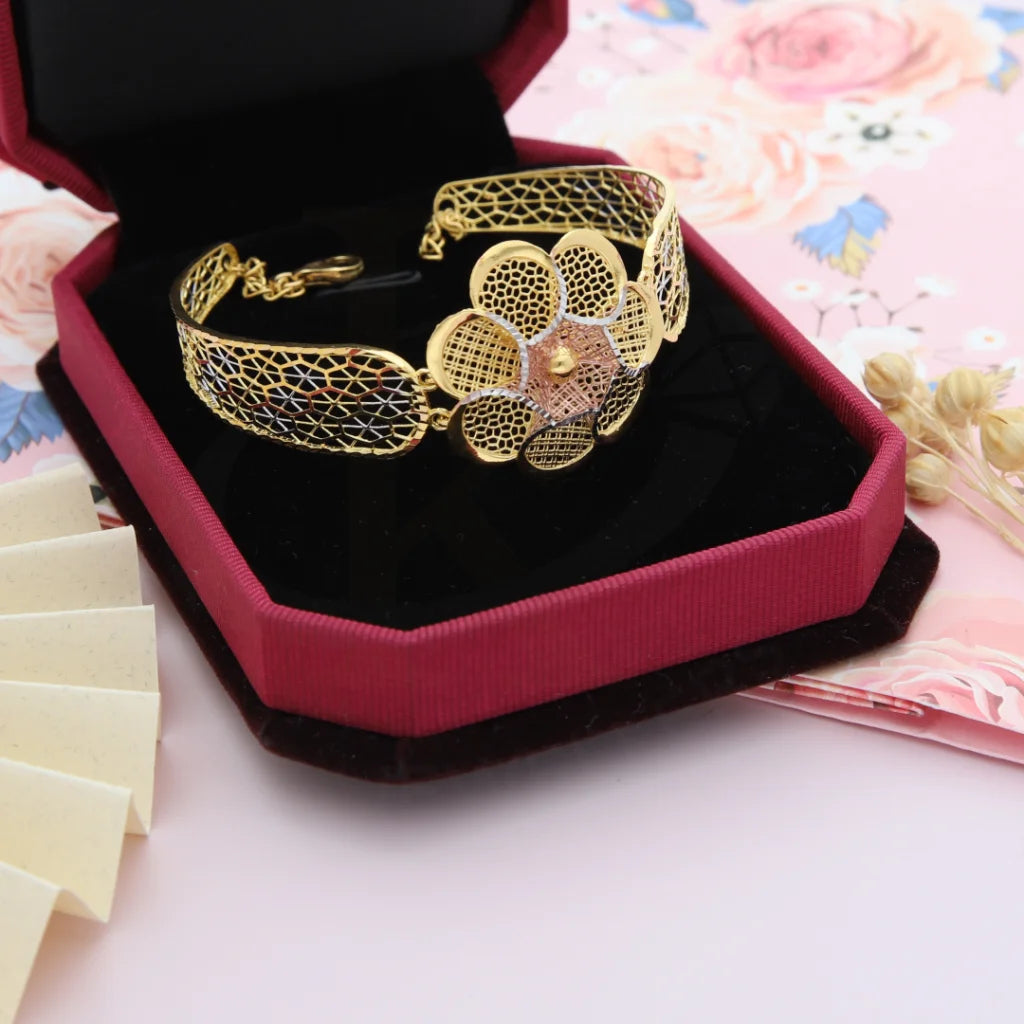 Gold Flower Bangle 21Kt - Fkjbng21Km8190 Bangles