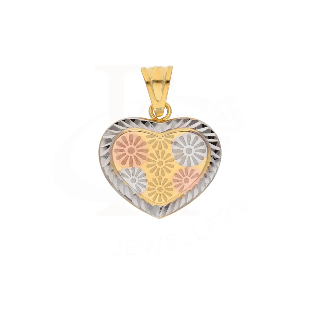 Gold Flower Design In Heart Shaped Pendant 21Kt - Fkjpnd21Km8527 Pendants