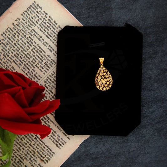 Gold Flower Drop Design Pendant 21Kt - Fkjpnd21Km8377 Pendants