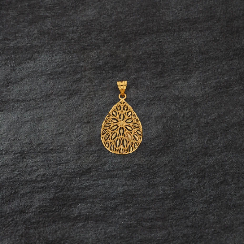 Gold Flower Drop Design Pendant 21Kt - Fkjpnd21Km8383 Pendants