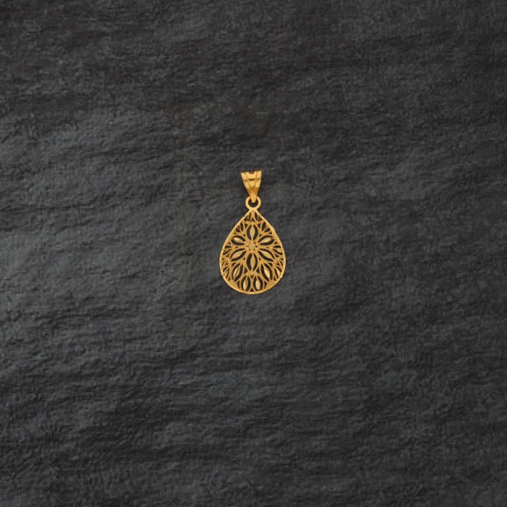 Gold Flower Drop Design Pendant 21Kt - Fkjpnd21Km8387 Pendants