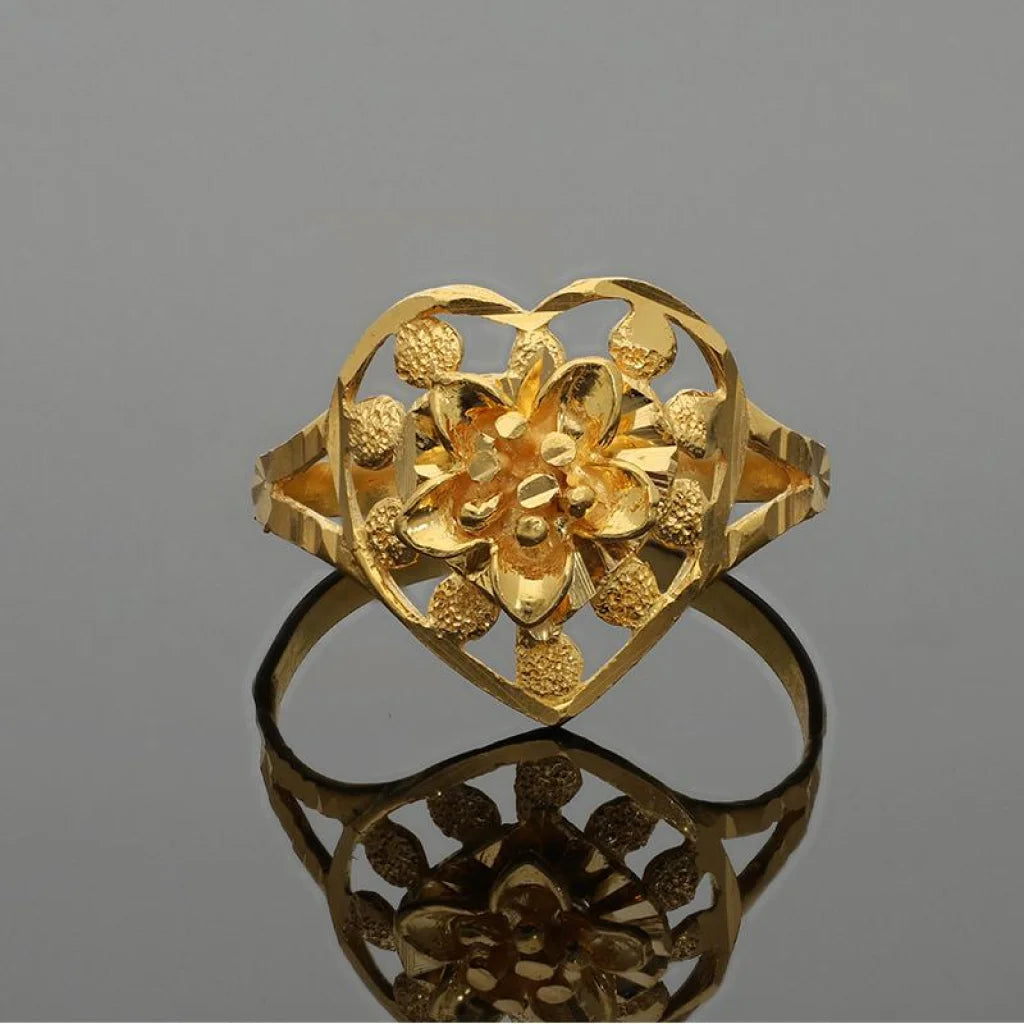 Gold Flower In Heart Ring 22Kt - Fkjrn22K2731 Rings