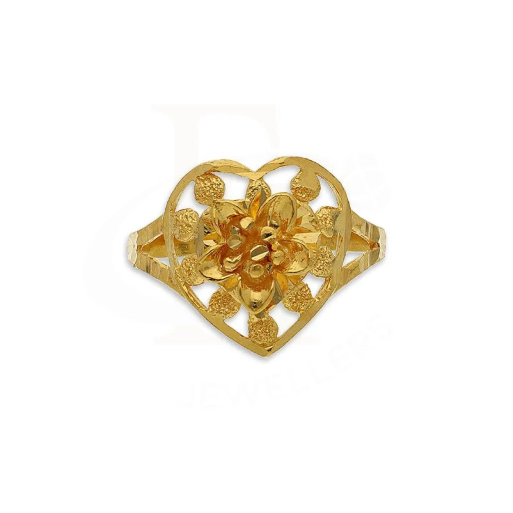 Gold Flower In Heart Ring 22Kt - Fkjrn22K2731 Rings