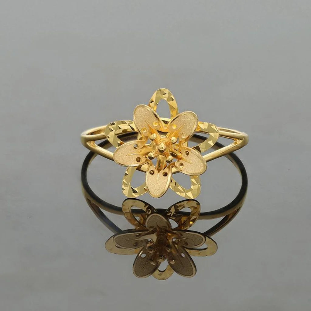 Gold Flower In Star Shaped Ring 21Kt - Fkjrn21K2608 Rings