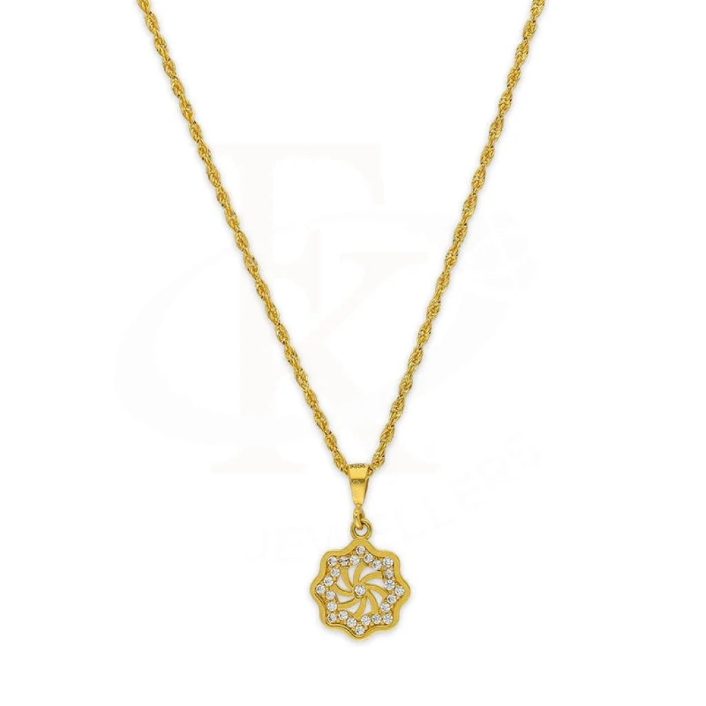 Gold Flower Pendant Set (Necklace Earrings And Ring) 18Kt - Fkjnklst18K2444 Sets