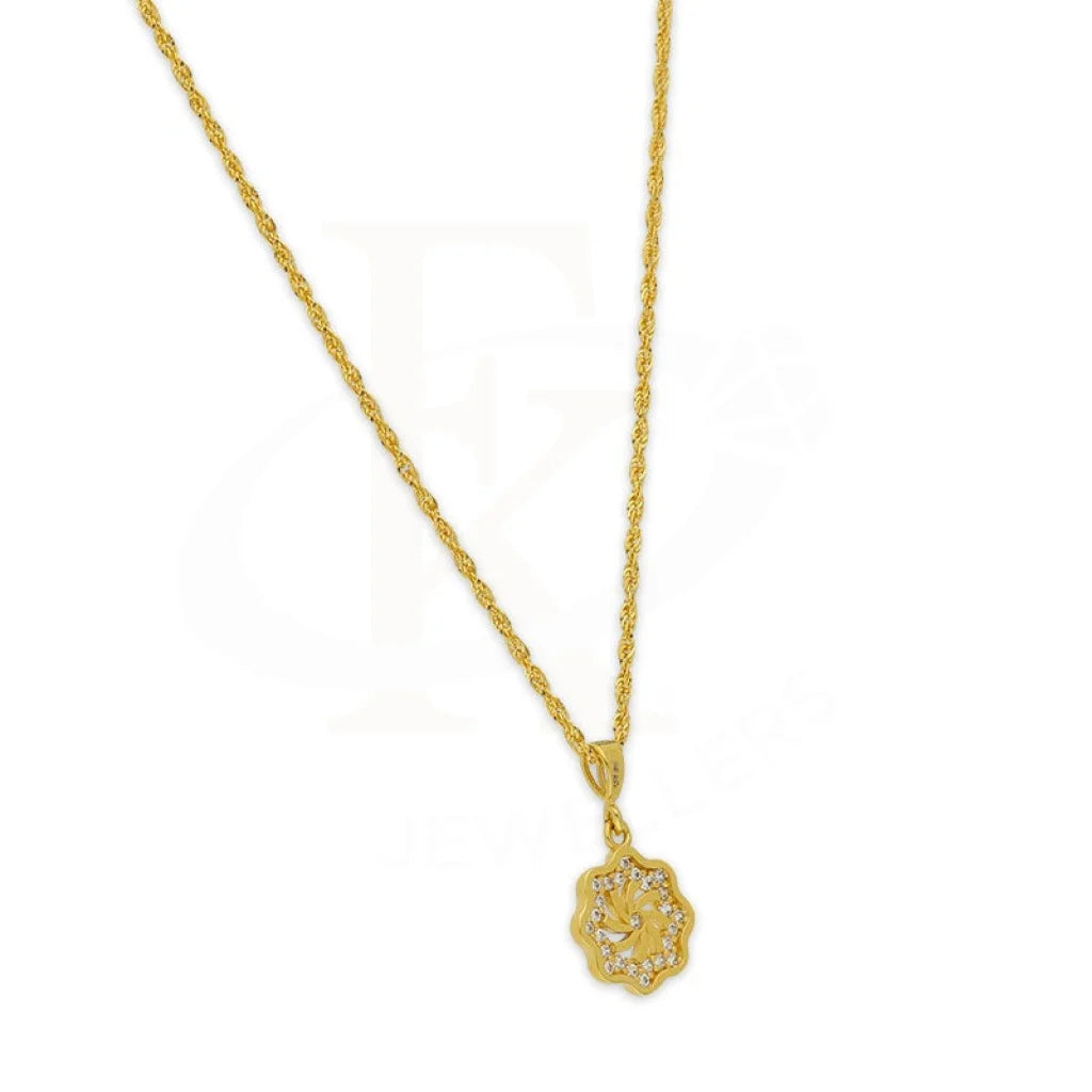 Gold Flower Pendant Set (Necklace Earrings And Ring) 18Kt - Fkjnklst18K2444 Sets