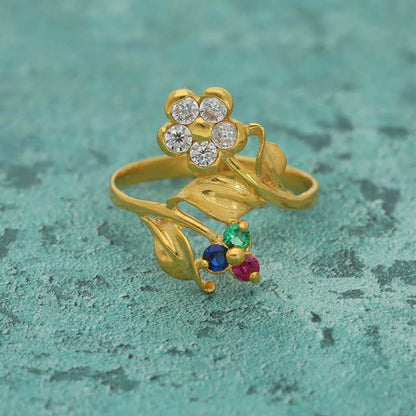 Gold Flower Ring 22Kt - Fkjrn22K3182 Rings