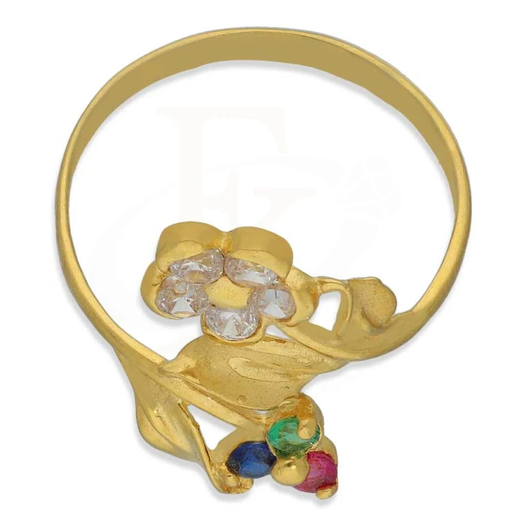 Gold Flower Ring 22Kt - Fkjrn22K3182 Rings