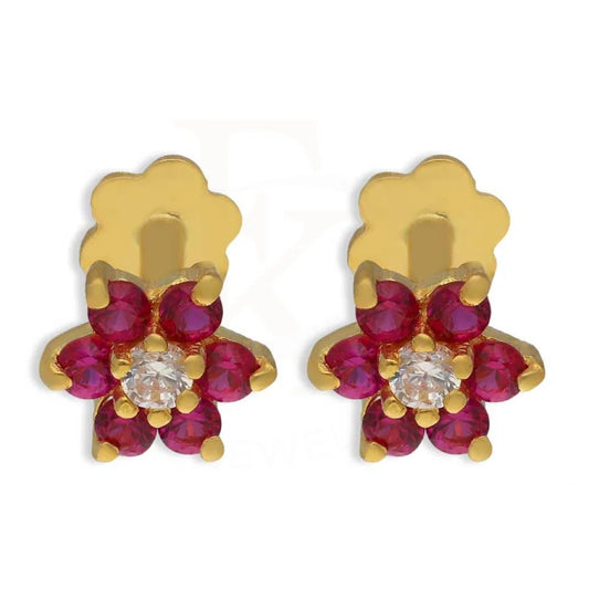 Gold Flower Stud Earrings 18Kt - Fkjern18K3090