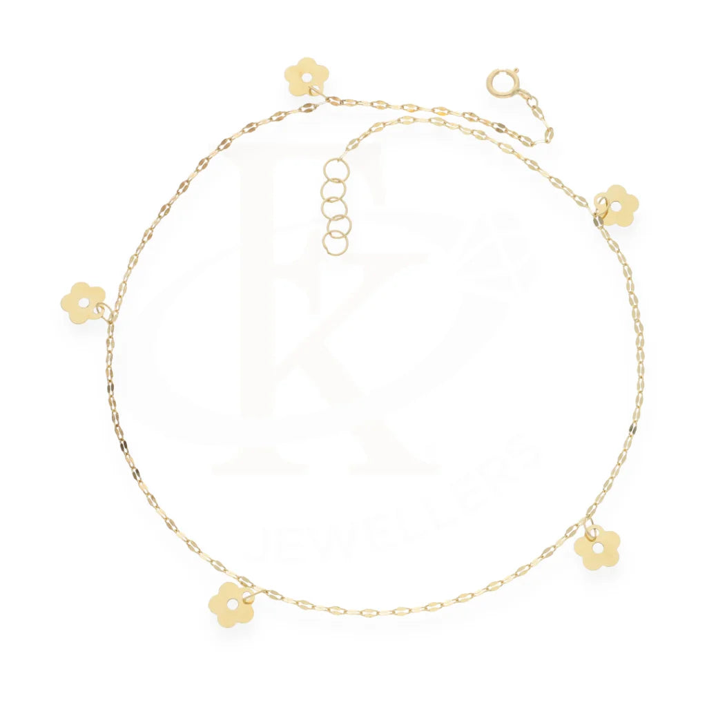 Gold Flower Shaped Anklet 18Kt - Fkjankl18K7858 Anklets