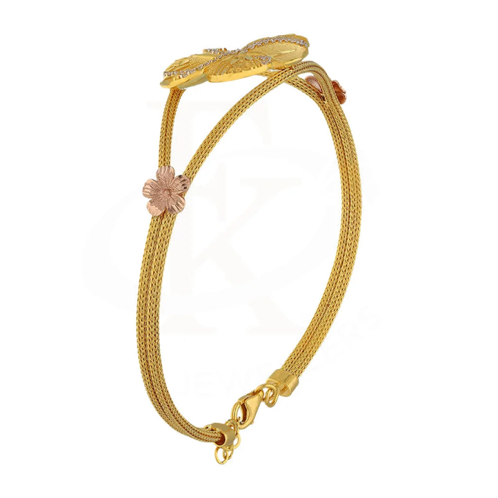 Gold Flower Shaped Bracelet 22Kt - Fkjbrl22K5039 Bracelets