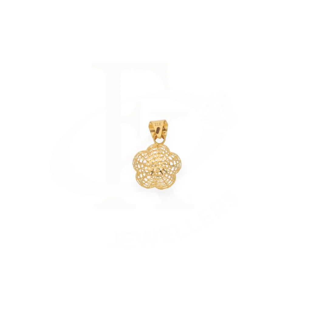 Gold Flower Shaped Intricate Pendant 21Kt - Fkjpnd21K7938 Pendants