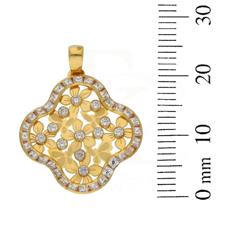 Gold Flower Shaped Pendant 21Kt - Fkjpnd21Km5053 Pendants