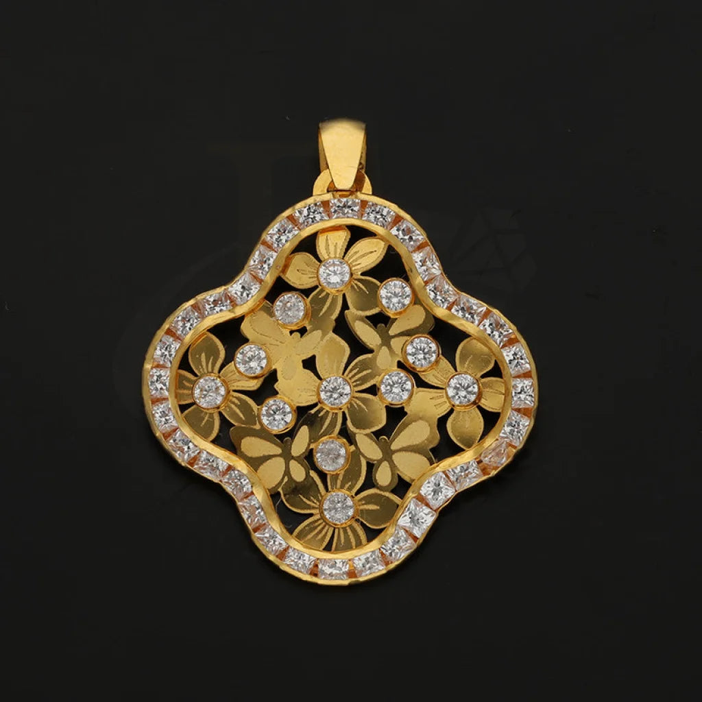 Gold Flower Shaped Pendant 21Kt - Fkjpnd21Km5053 Pendants