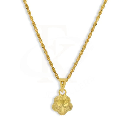 Gold Flower Shaped Pendant Set (Necklace And Earrings) 18Kt - Fkjnklst18K2439 Sets