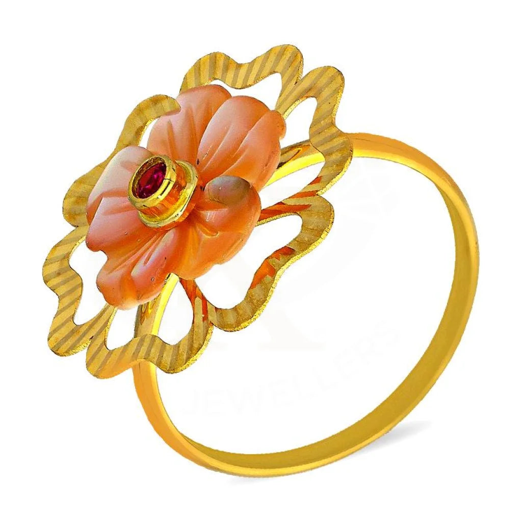 Gold Flower Shaped Ring 18Kt - Fkjrn18K3020 Rings