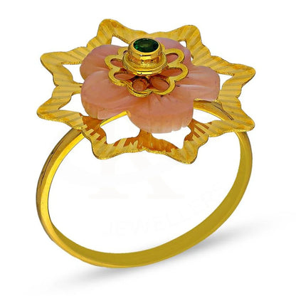 Gold Flower Shaped Ring 18Kt - Fkjrn18K3023 Rings