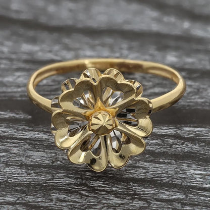 Gold Flower Shaped Ring 18Kt - Fkjrn18K3374 Rings