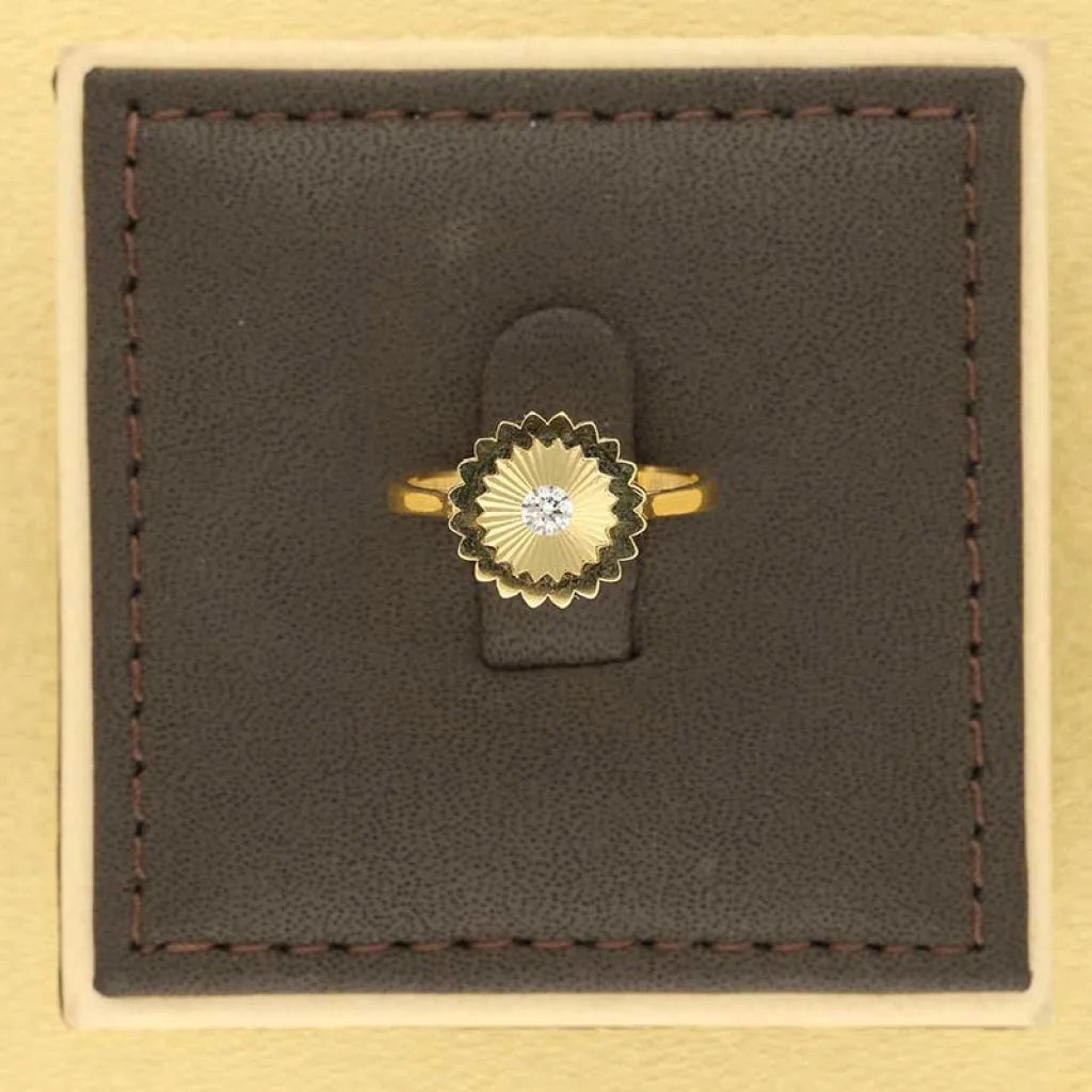 Gold Flower Shaped Ring 18Kt - Fkjrn18K3790 Rings