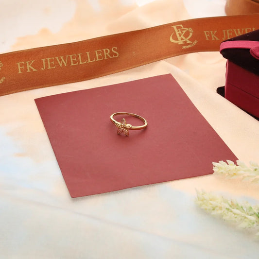 Gold Flower Shaped Ring 18Kt - Fkjrn18K7339 Rings