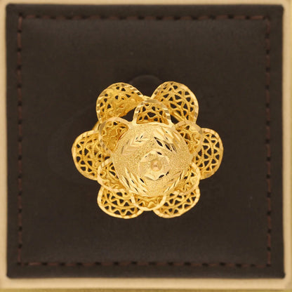 Gold Flower Shaped Ring 21Kt - Fkjrn21K5602 Rings