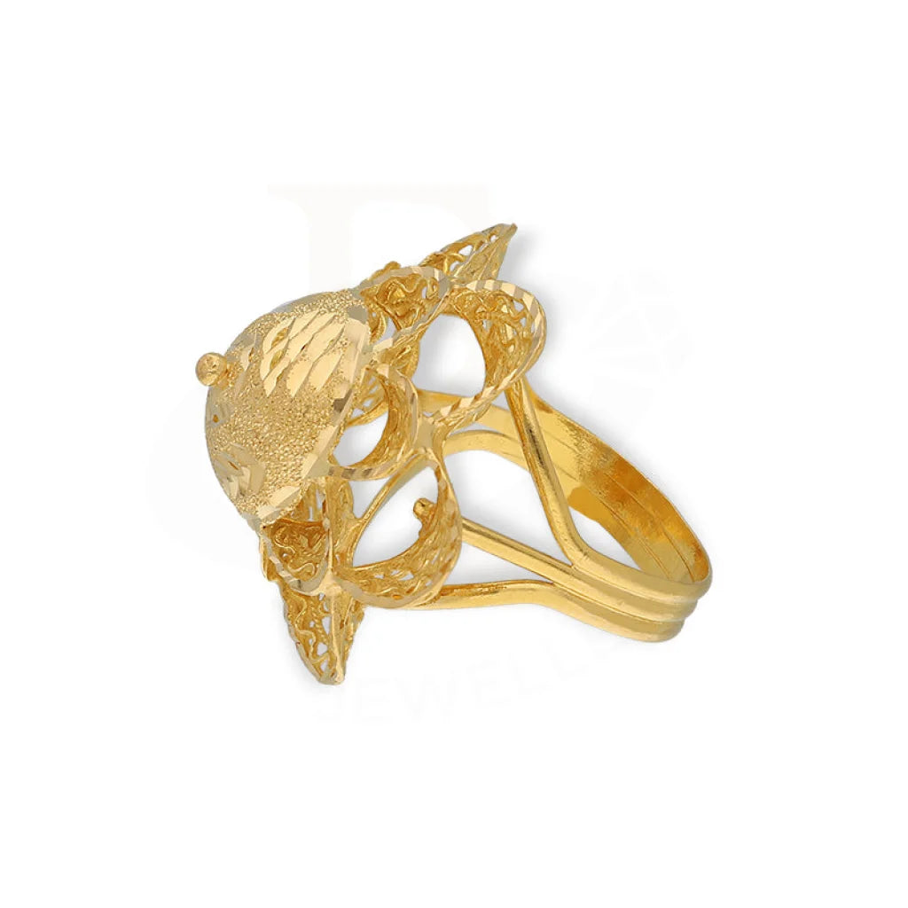 Gold Flower Shaped Ring 21Kt - Fkjrn21K5602 Rings