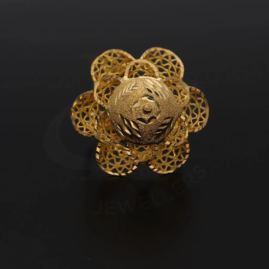 Gold Flower Shaped Ring 21Kt - Fkjrn21K5602 Rings