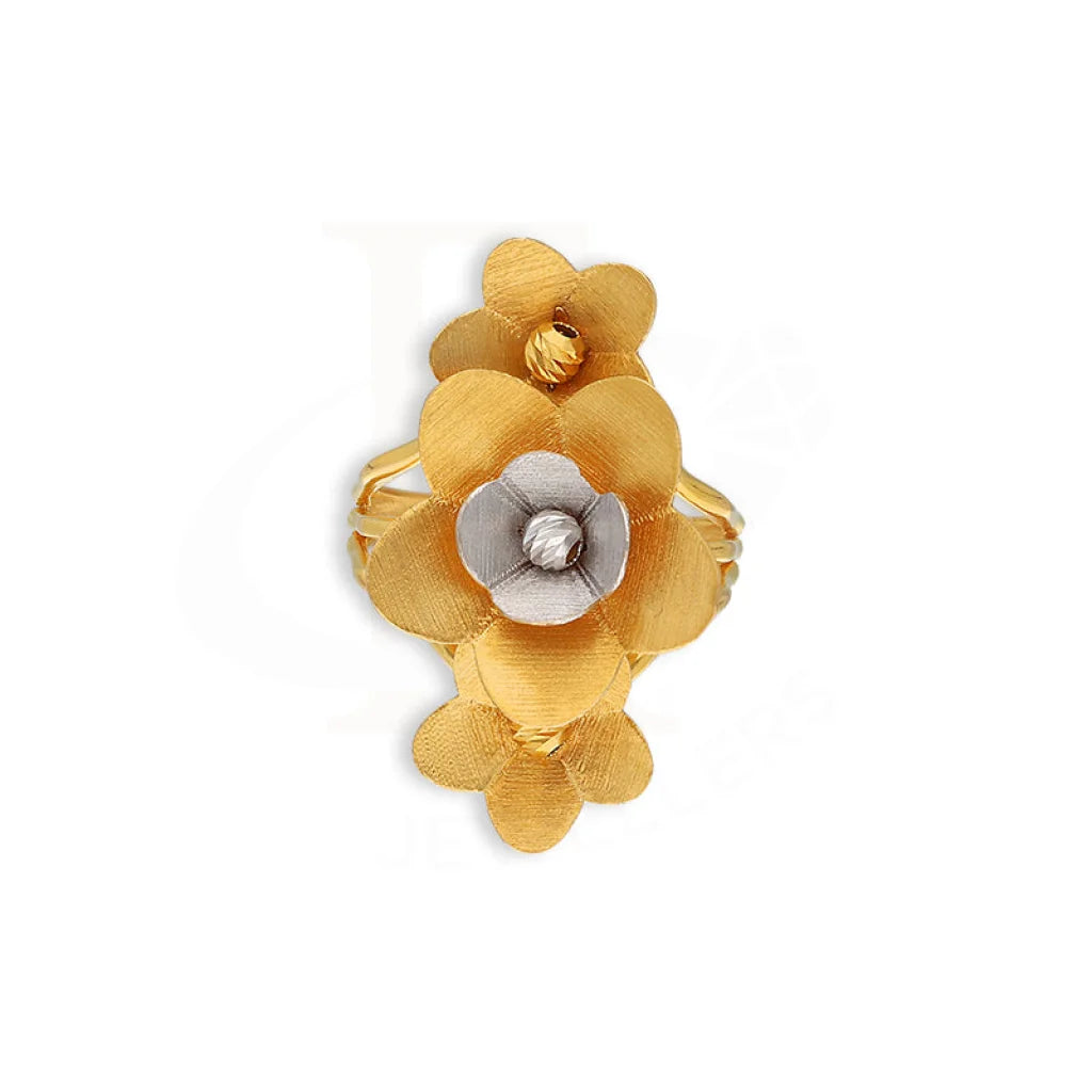 Gold Flower Shaped Ring 21Kt - Fkjrn21K5603 Rings