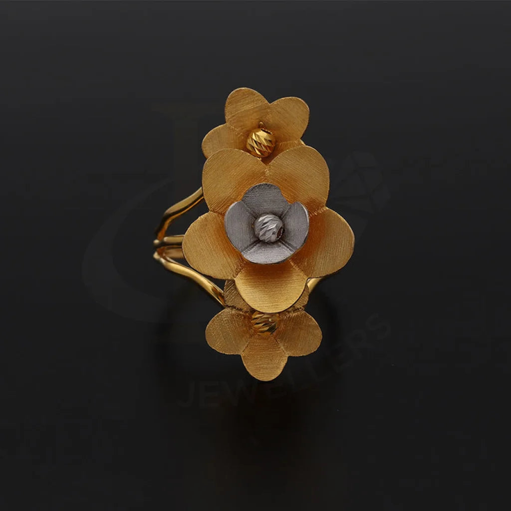 Gold Flower Shaped Ring 21Kt - Fkjrn21K5603 Rings