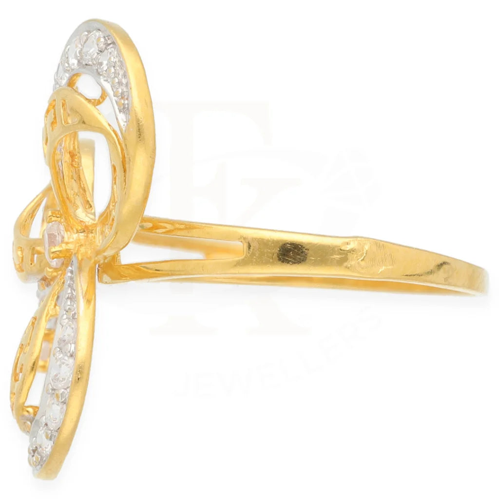 Gold Flower Shaped Ring 21Kt - Fkjrn21K7303 Rings