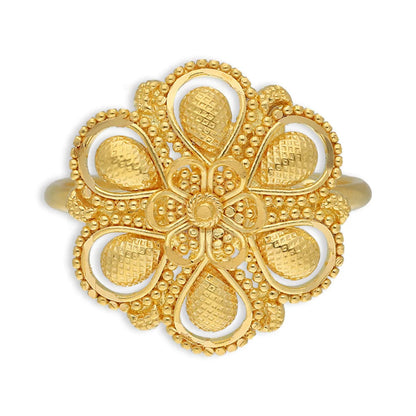 Gold Flower Shaped Ring 22Kt - Fkjrn22K5067 Rings