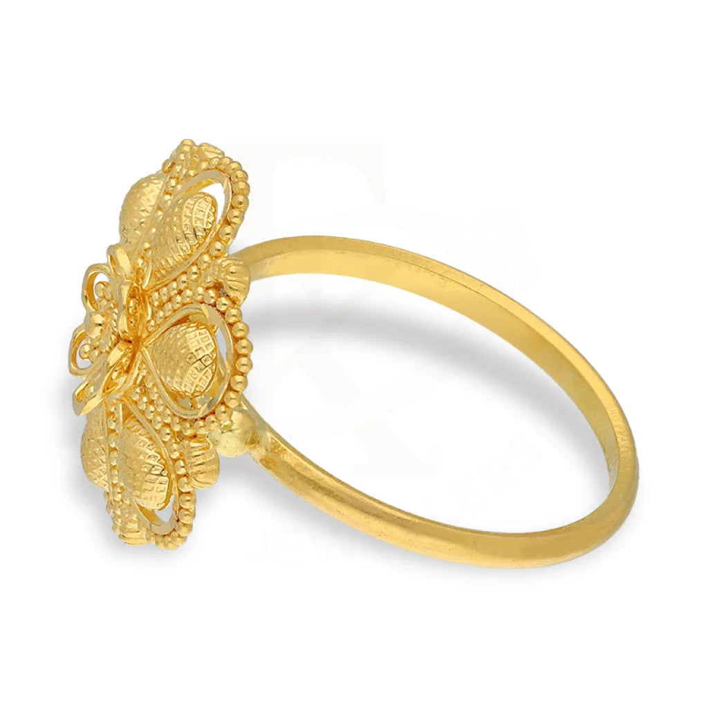 Gold Flower Shaped Ring 22Kt - Fkjrn22K5067 Rings