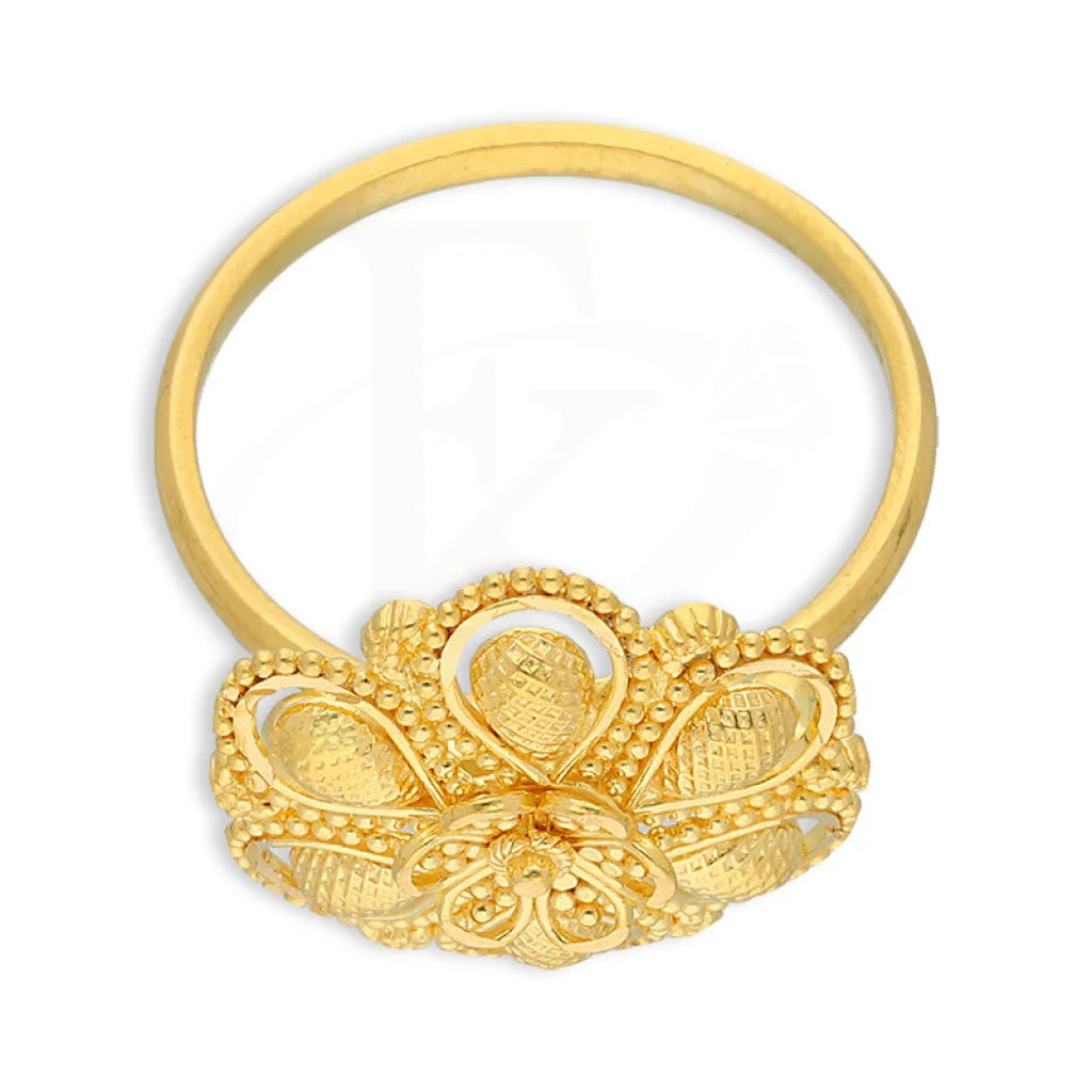 Gold Flower Shaped Ring 22Kt - Fkjrn22K5067 Rings