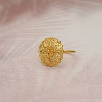 Gold Flower Shaped Ring 22Kt - Fkjrn22K5069 Rings