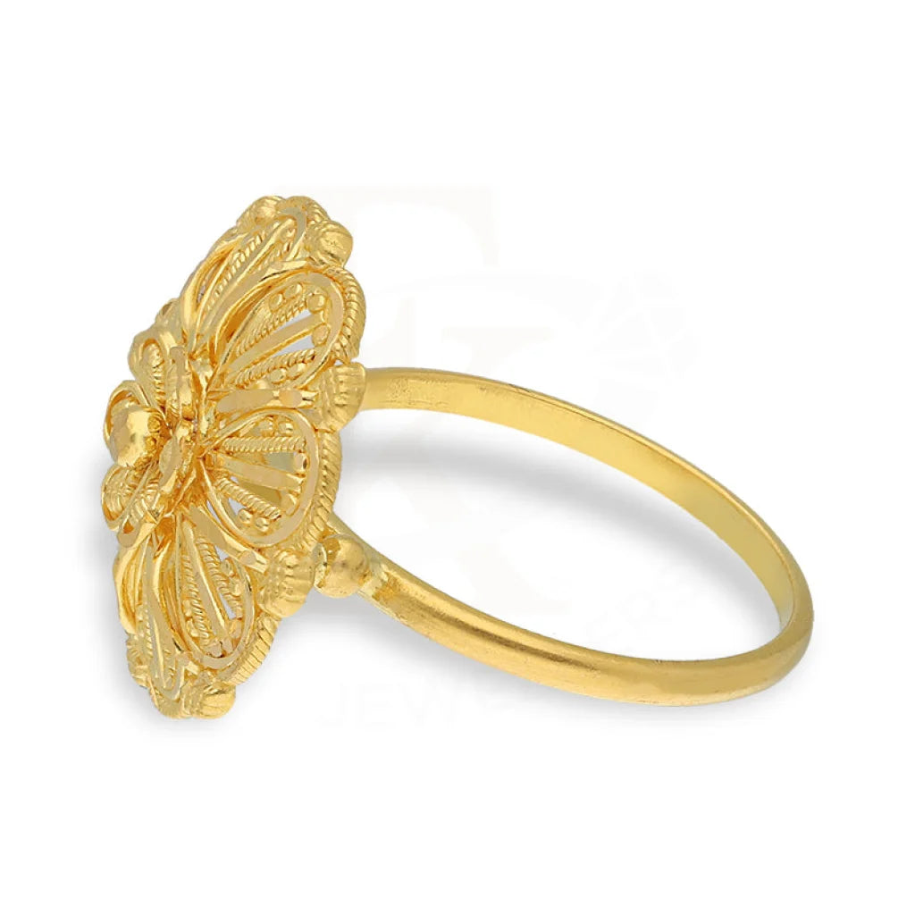 Gold Flower Shaped Ring 22Kt - Fkjrn22K5069 Rings