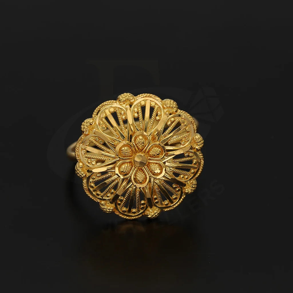 Gold Flower Shaped Ring 22Kt - Fkjrn22K5069 Rings