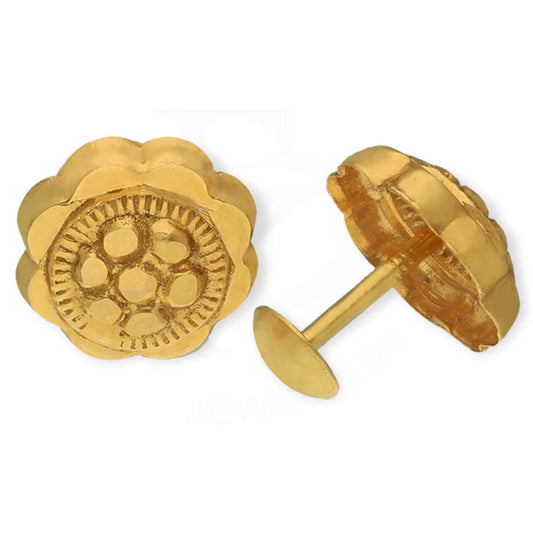 Gold Flower Shaped Second Stud Earrings 18Kt - Fkjern18K3148