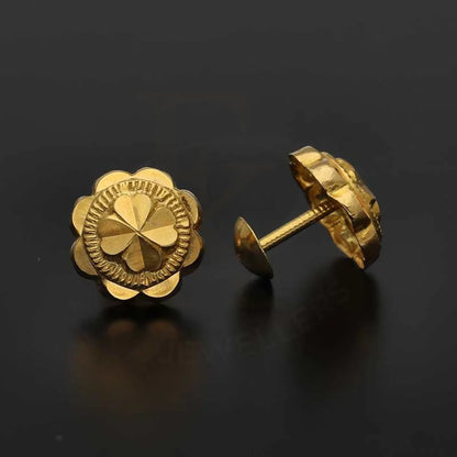 Gold Flower Shaped Second Stud Earrings 18Kt - Fkjern18K3149