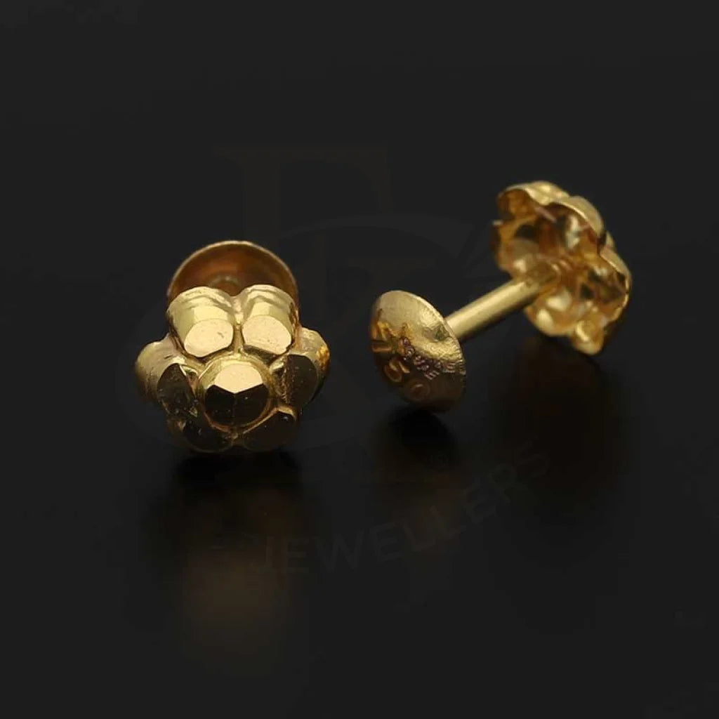 Gold Flower Shaped Second Stud Earrings 18Kt - Fkjern18K3155