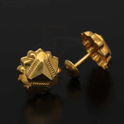 Gold Flower Shaped Second Stud Earrings 18Kt - Fkjern18K3158