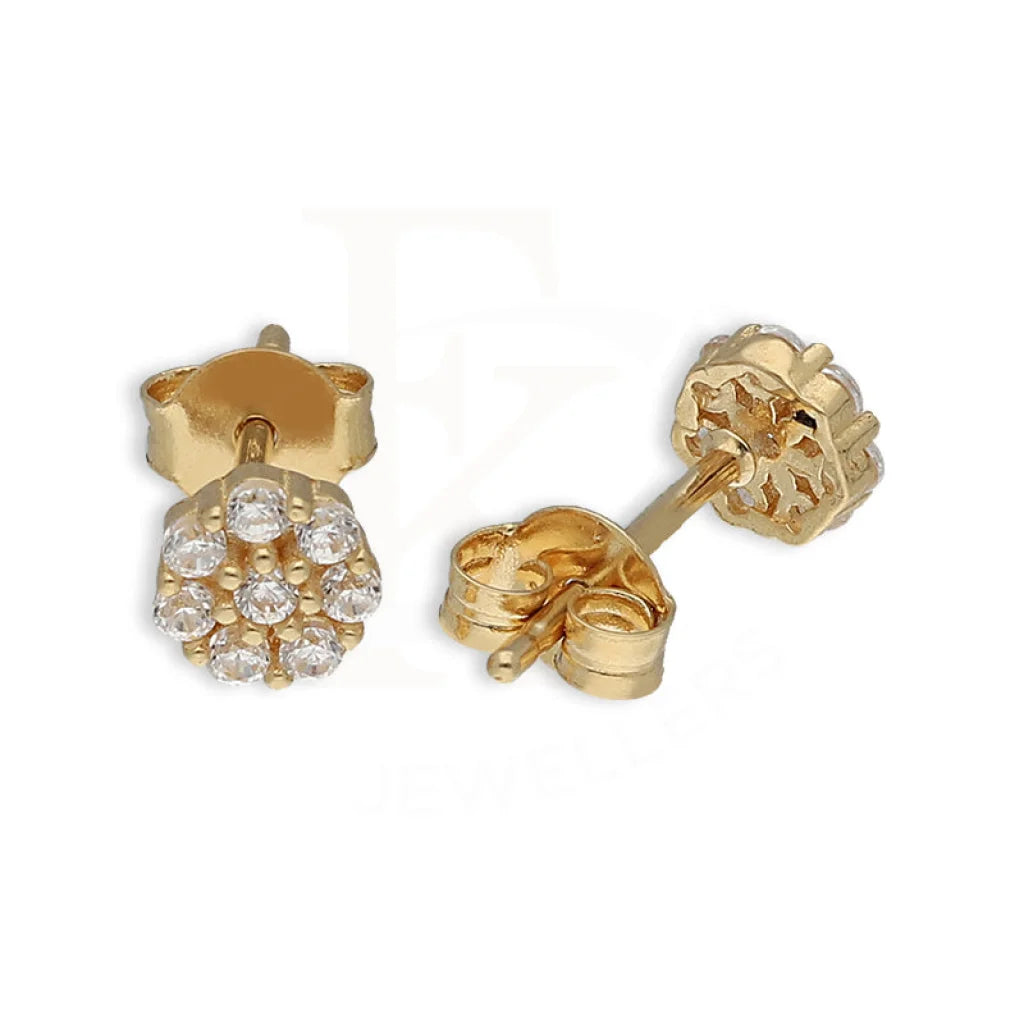 Gold Flower Shaped Solitaire Pendant Set (Necklace And Earrings) 18Kt - Fkjnklst18K5553 Sets