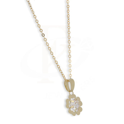 Gold Flower Shaped Solitaire Pendant Set (Necklace And Earrings) 18Kt - Fkjnklst18K5577 Sets