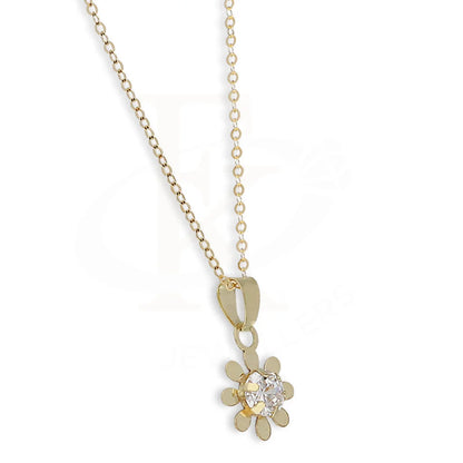 Gold Flower Shaped Solitaire Pendant Set (Necklace And Earrings) 18Kt - Fkjnklst18K5578 Sets